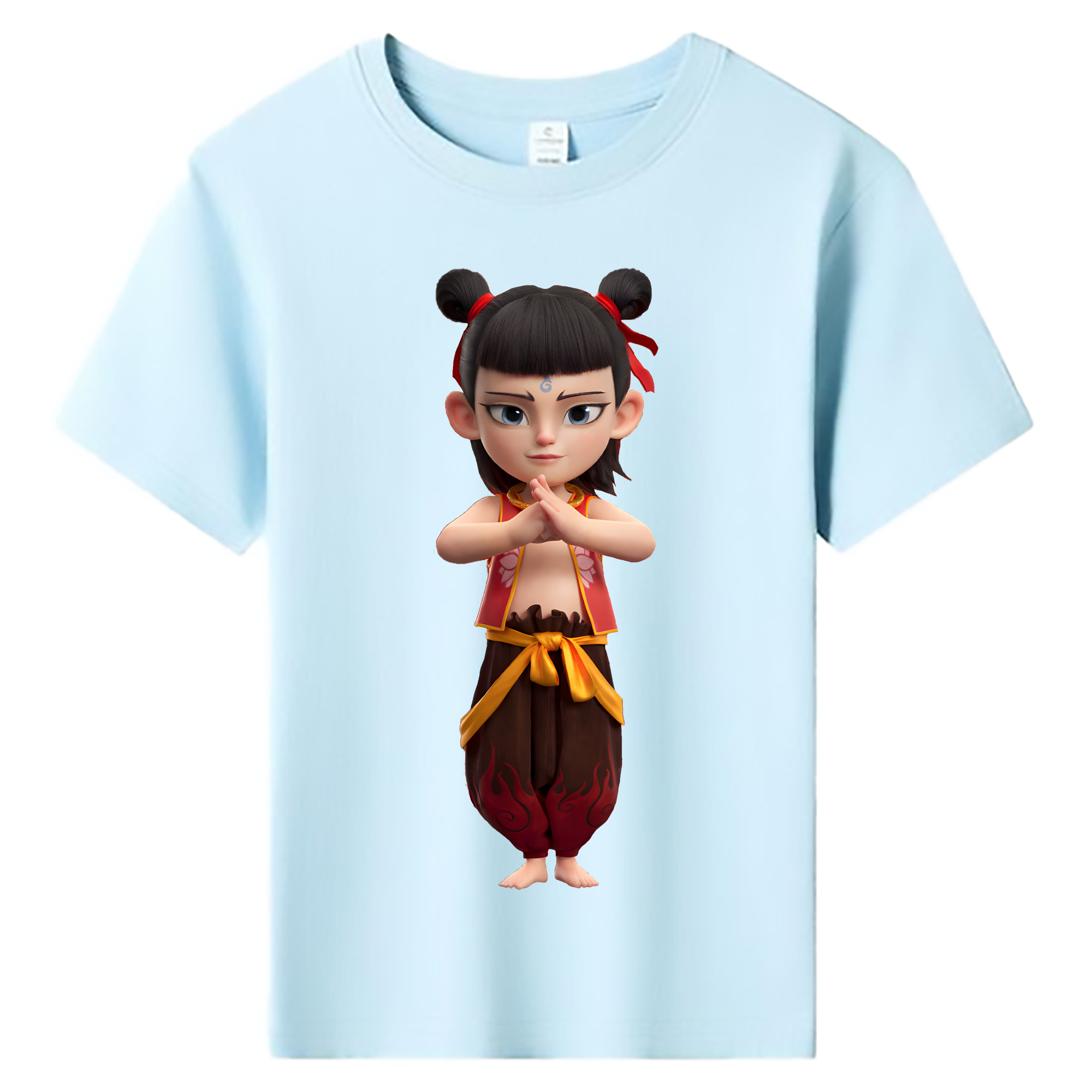 （画像用） Ne Zha 2 ナタ 魔童の大暴れ 綿100％キッズTシャツ（フロントプリント）